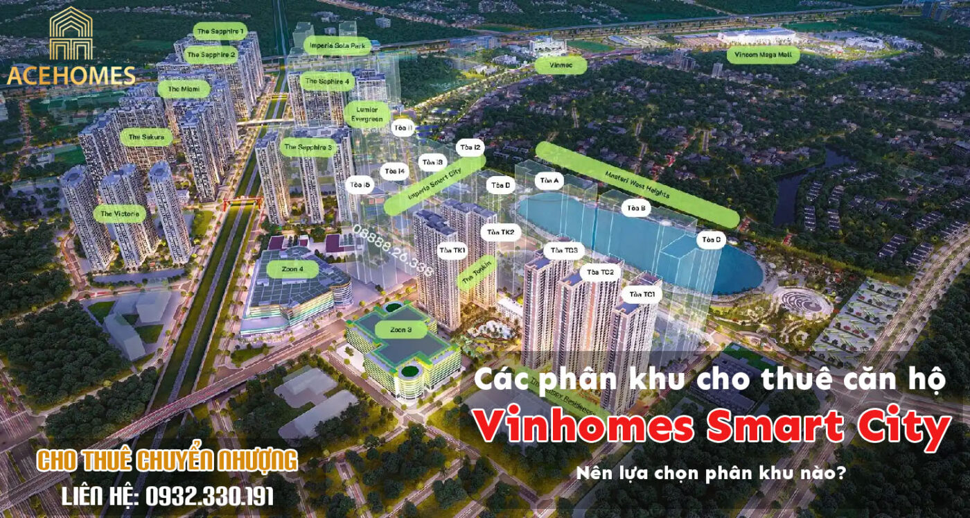 Các phân khu cho thuê căn hộ Vinhomes Smart City – Nên lựa chọn phân khu nào?